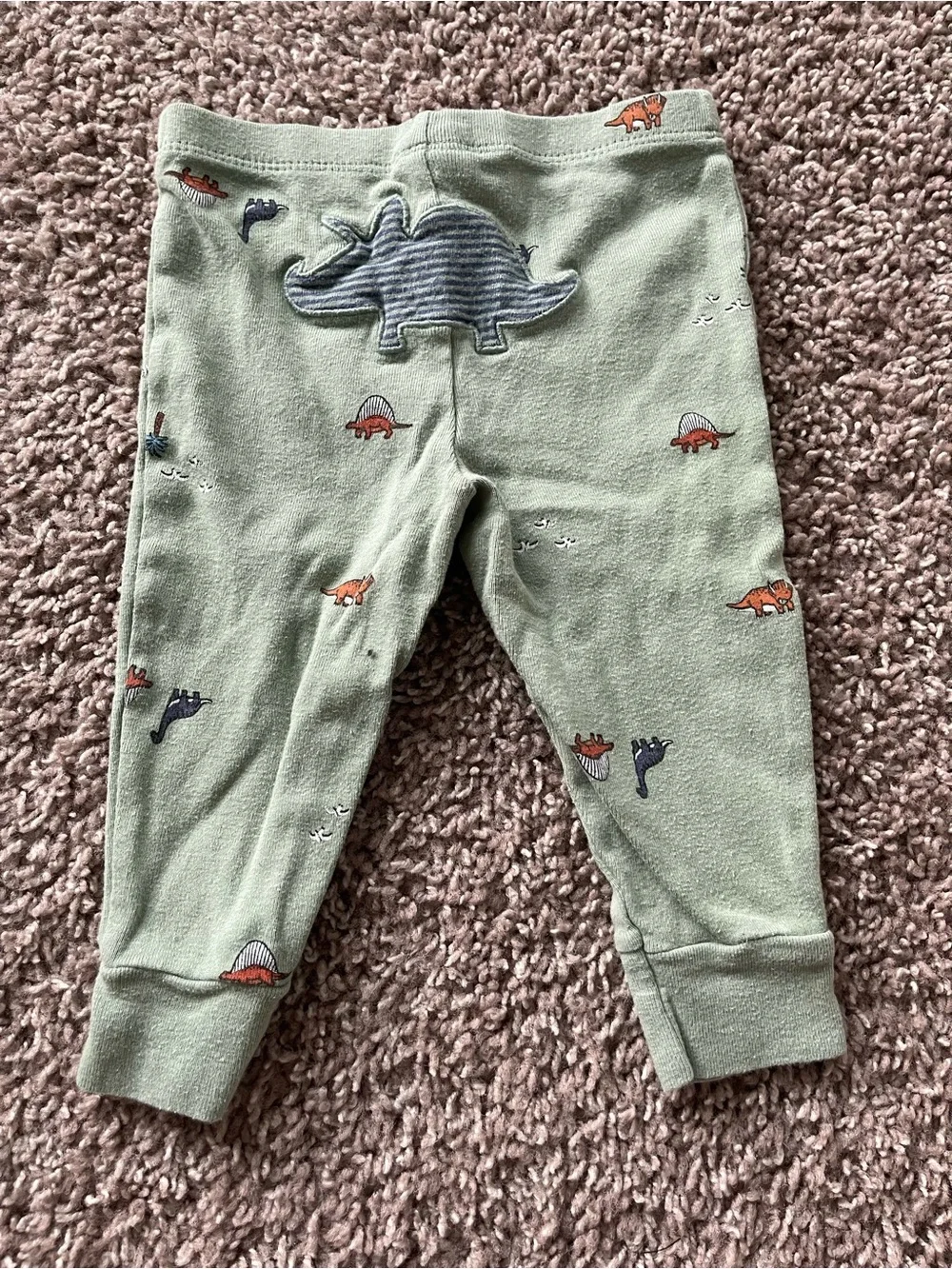 Carter's Blue Stripe One-Piece with Sage Dinosaur Pants Set